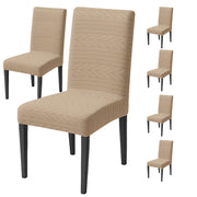 Flexible Stretch Dining Chair Cover 220 GSM Jacquard Fabric, Universal Fit (Khaki)