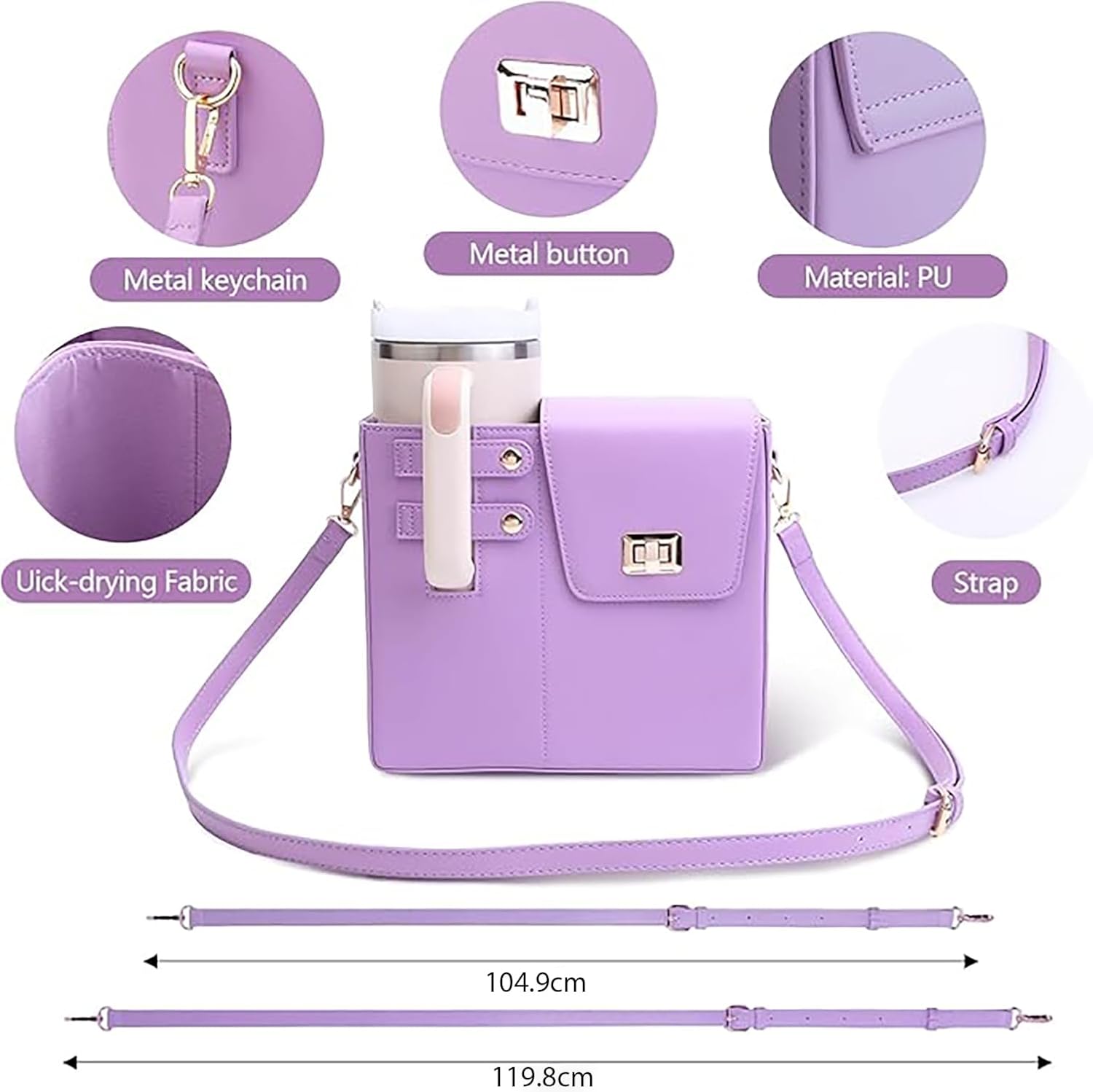 Crossbody Tumbler Holder with Purse Compartment