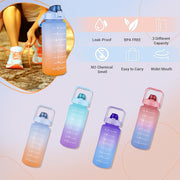 Set of 3 Water Bottle with Straw 2 Litre+900ml+280ml (Blue/Orange)