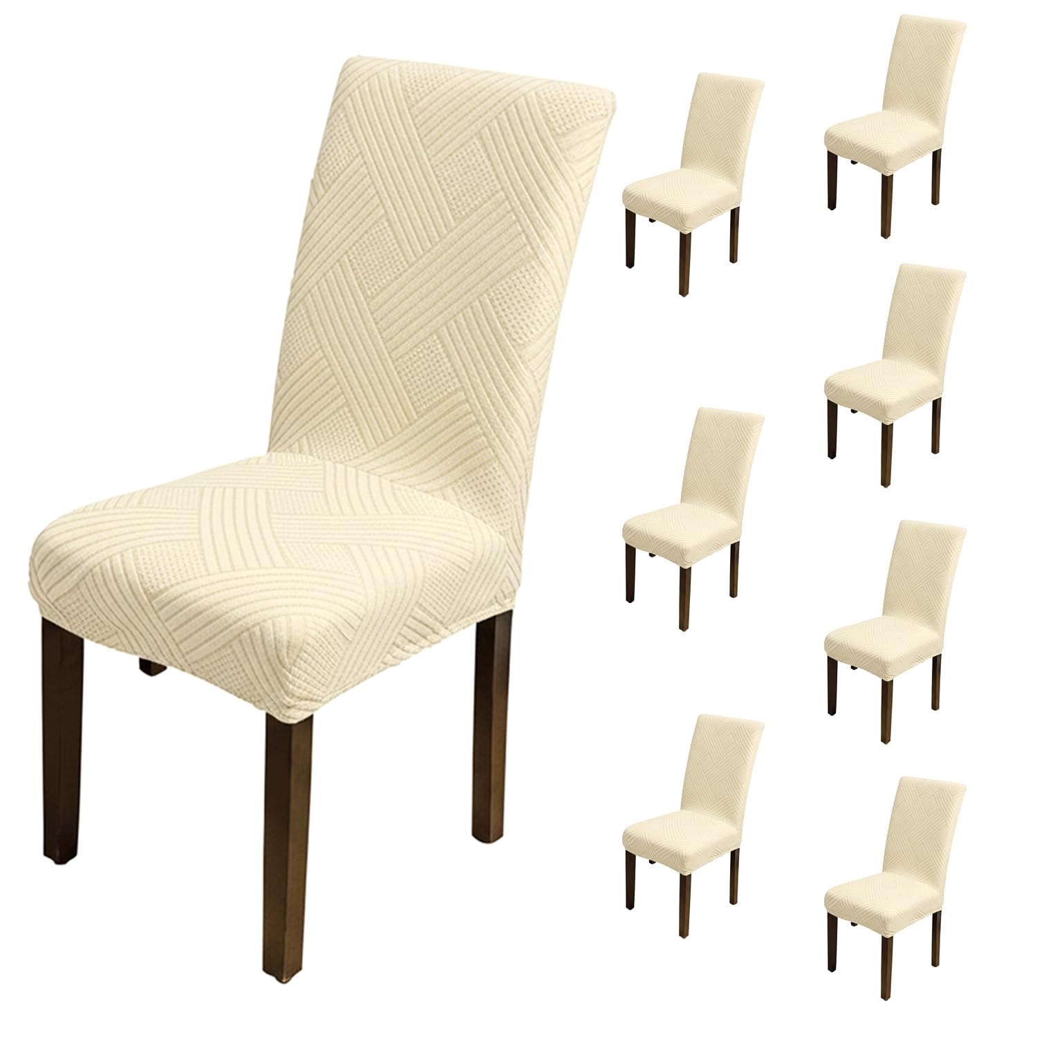 Universal Fit Elegant Jacquard Chair Cover – 220 GSM Stretch Fabric (Beige)