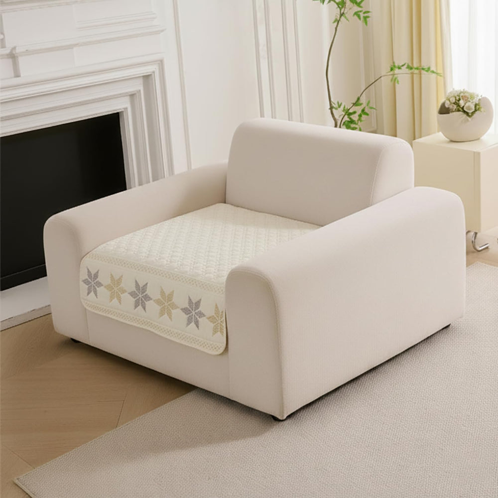 Glacier Series Quilted Sofa Cover – Soft, non-slip & washable furniture protector- Vanilla