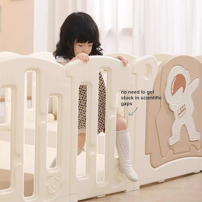 Baby Playpen Foldable & Sturdy Play Yard 30 Square Feet (16 Panel, Astronaut)