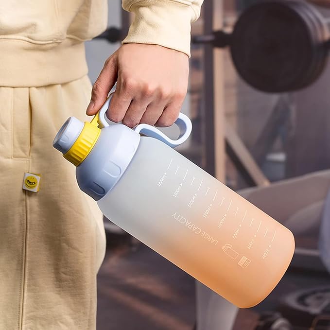 Water Bottle With Straw Bpa Free (Pink/Blue 1.8Litre) - Plastic