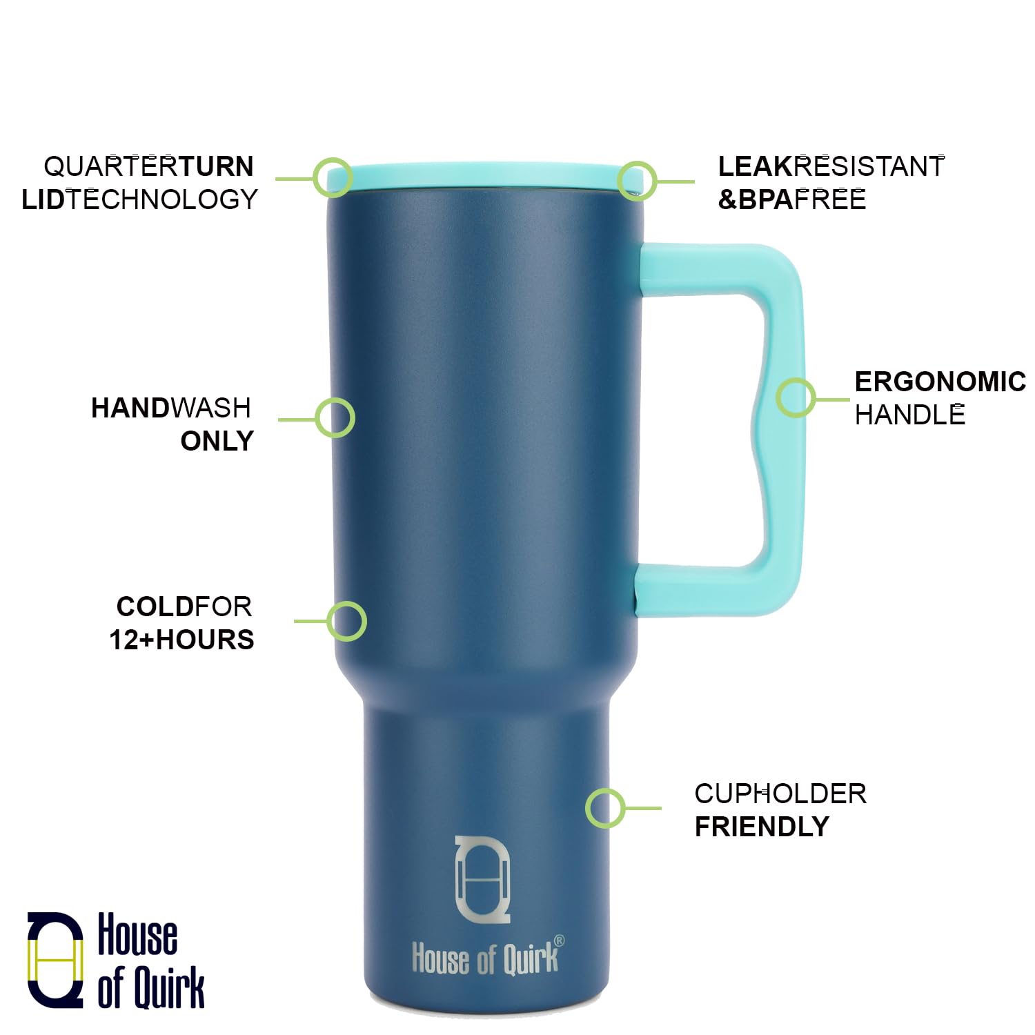 Stainless Steel Vacuum Insulated Tumbler with Straw and Lid & Handle - (1200 ML)