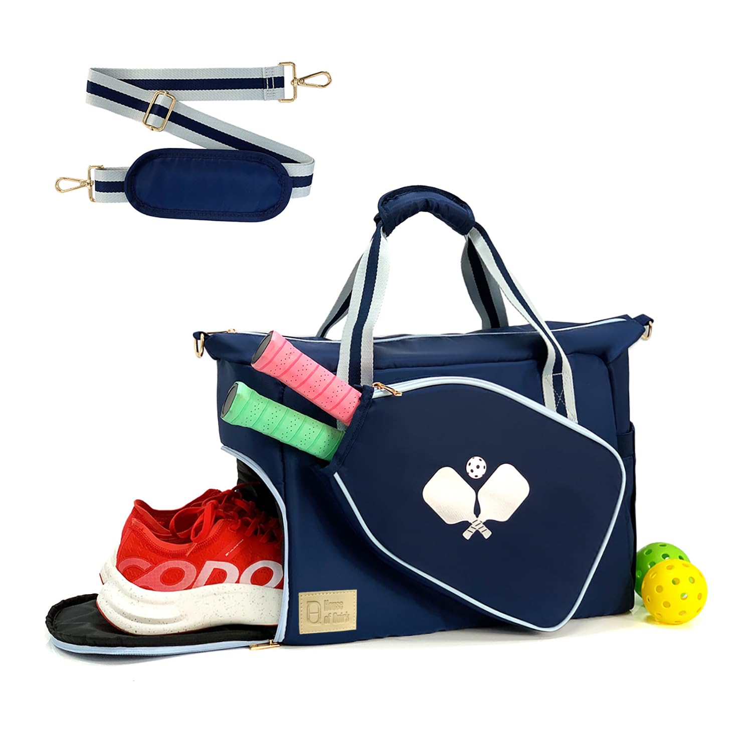 Neoprene Pickleball & Tennis Racket Bag – Large Sling Tote with Strap (Blue)