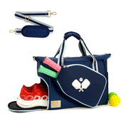 Neoprene Pickleball & Tennis Racket Bag – Large Sling Tote with Strap (Blue)