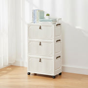 Foldable Storage Box Cart with Wheels & Handle (White)
