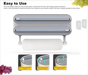 3-in-1 Magnetic Wrap Dispenser & Cutter – Aluminum Foil, Plastic Wrap & Paper Towel Organizer