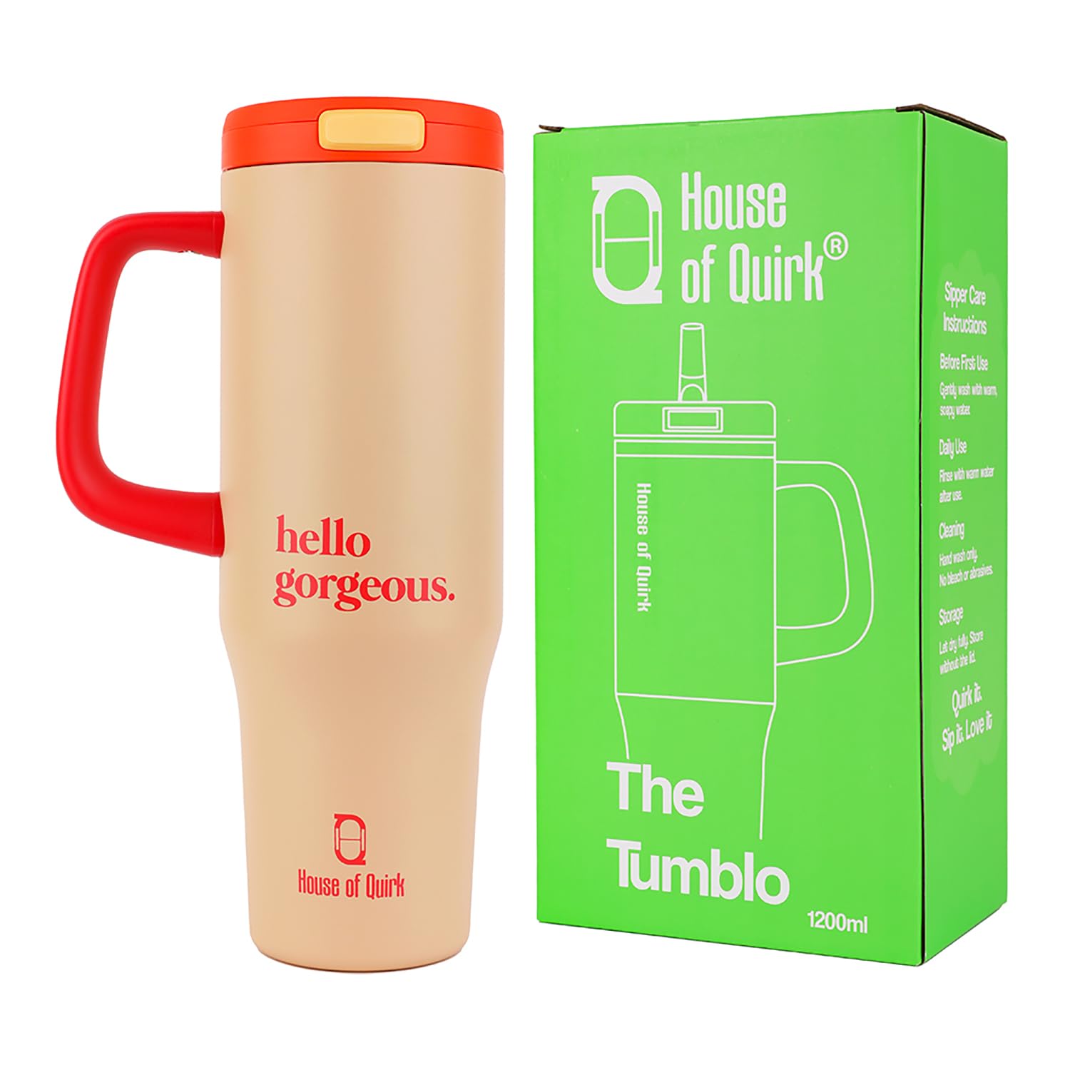 1200ML Stainless Steel Tumbler with Handle & Pop-Up Lid