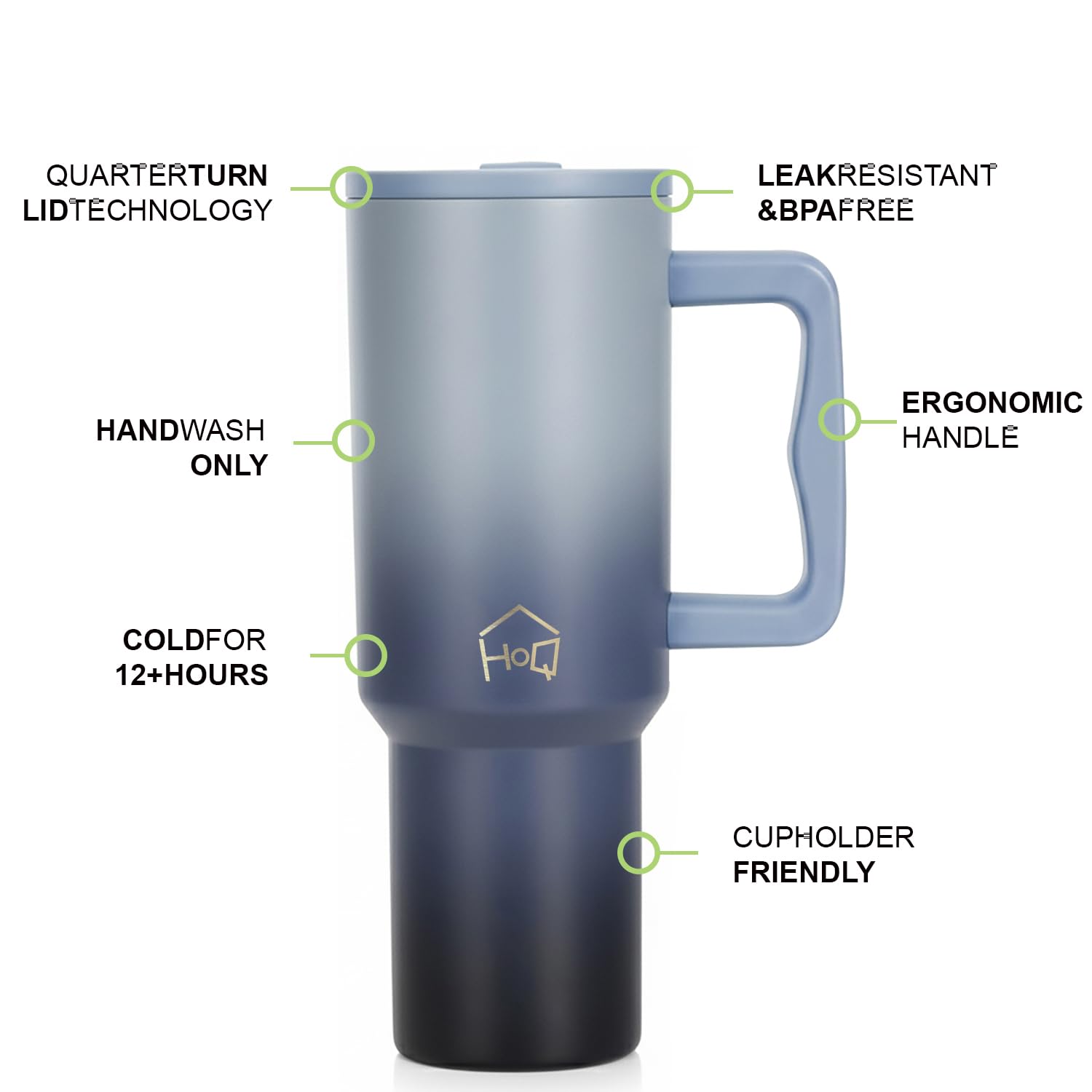 1200ML Stainless Steel Tumbler with Lid, Handle & Straws - (1200 ML)