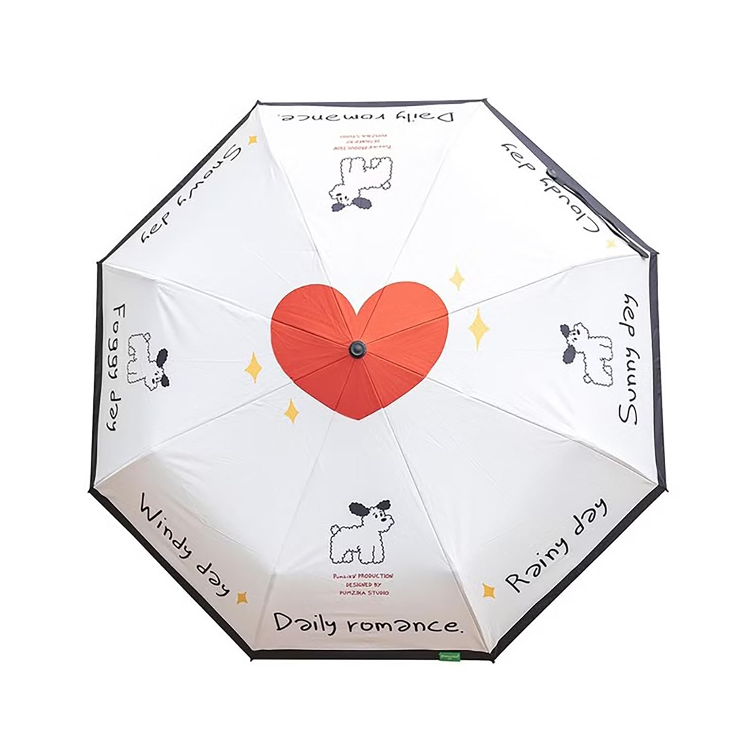 3-Fold Travel Umbrella - Auto Open/Close (White Centre Heart)