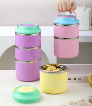 3 Layer 304 Stainless Steel Round Lunch Box