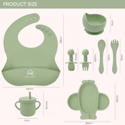 9 Pcs Silicone Feeding Set for Babies | Airplane Divided Plate