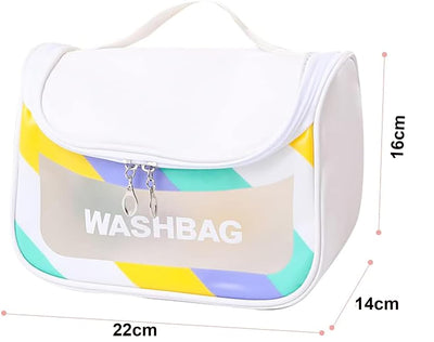 Travel Toiletry Bag for Women, Waterproof Cosmetic Wash Bag with Handy Handle - White
