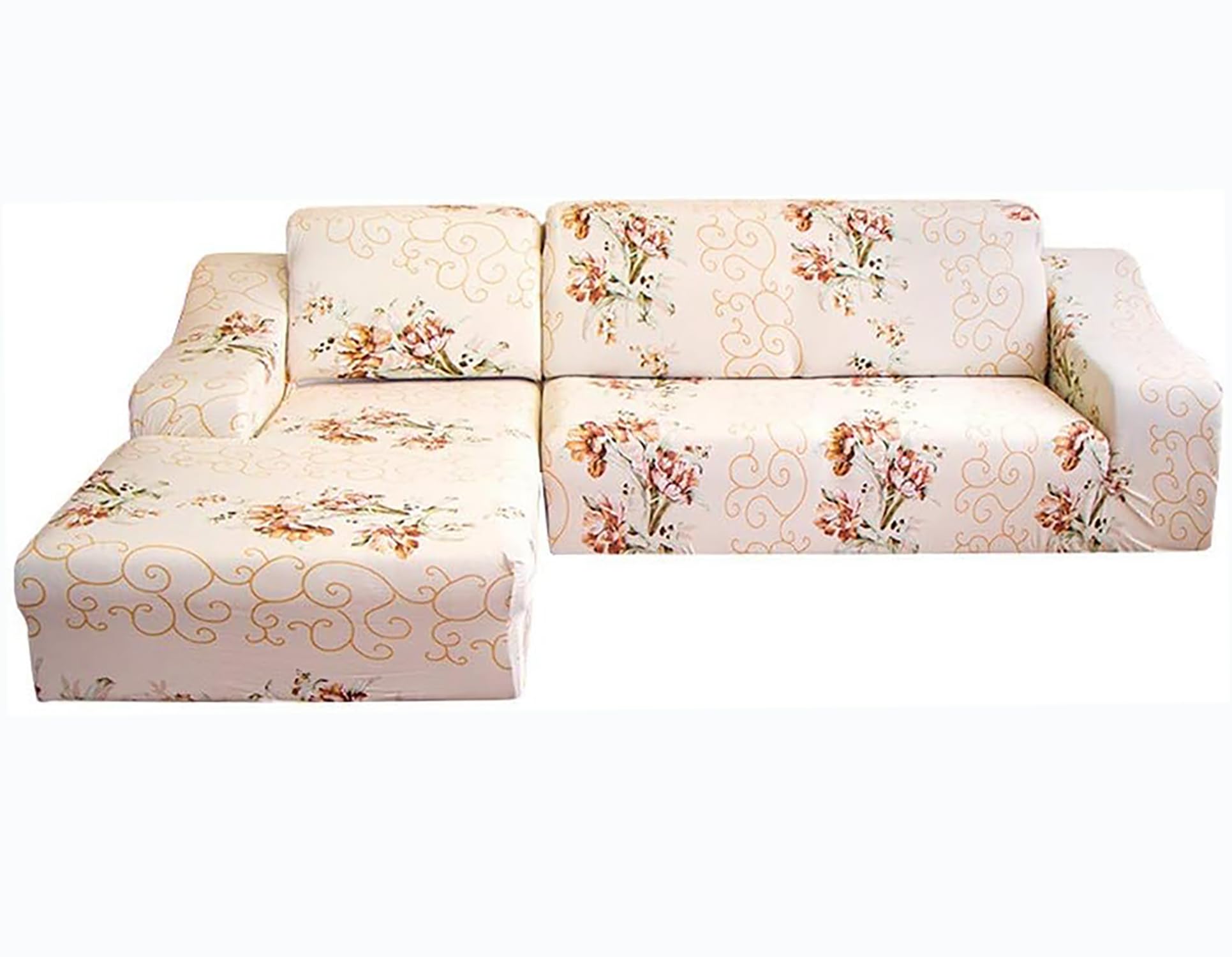 Universal 140 Gsm Sofa Covers L - Shape Slipcover 2Pcs (Beige Marigold)