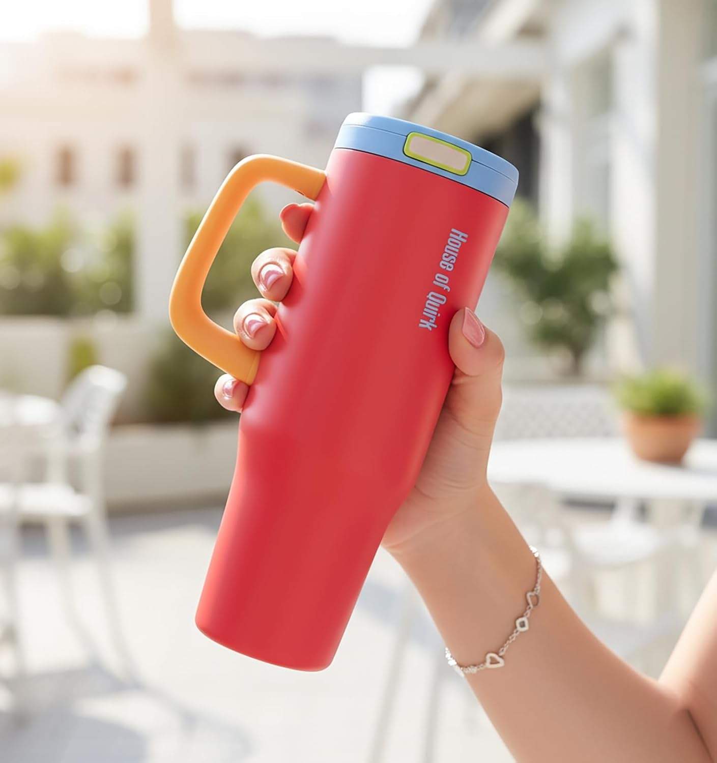 1200ML Stainless Steel Tumbler with Handle & Pop-Up Lid