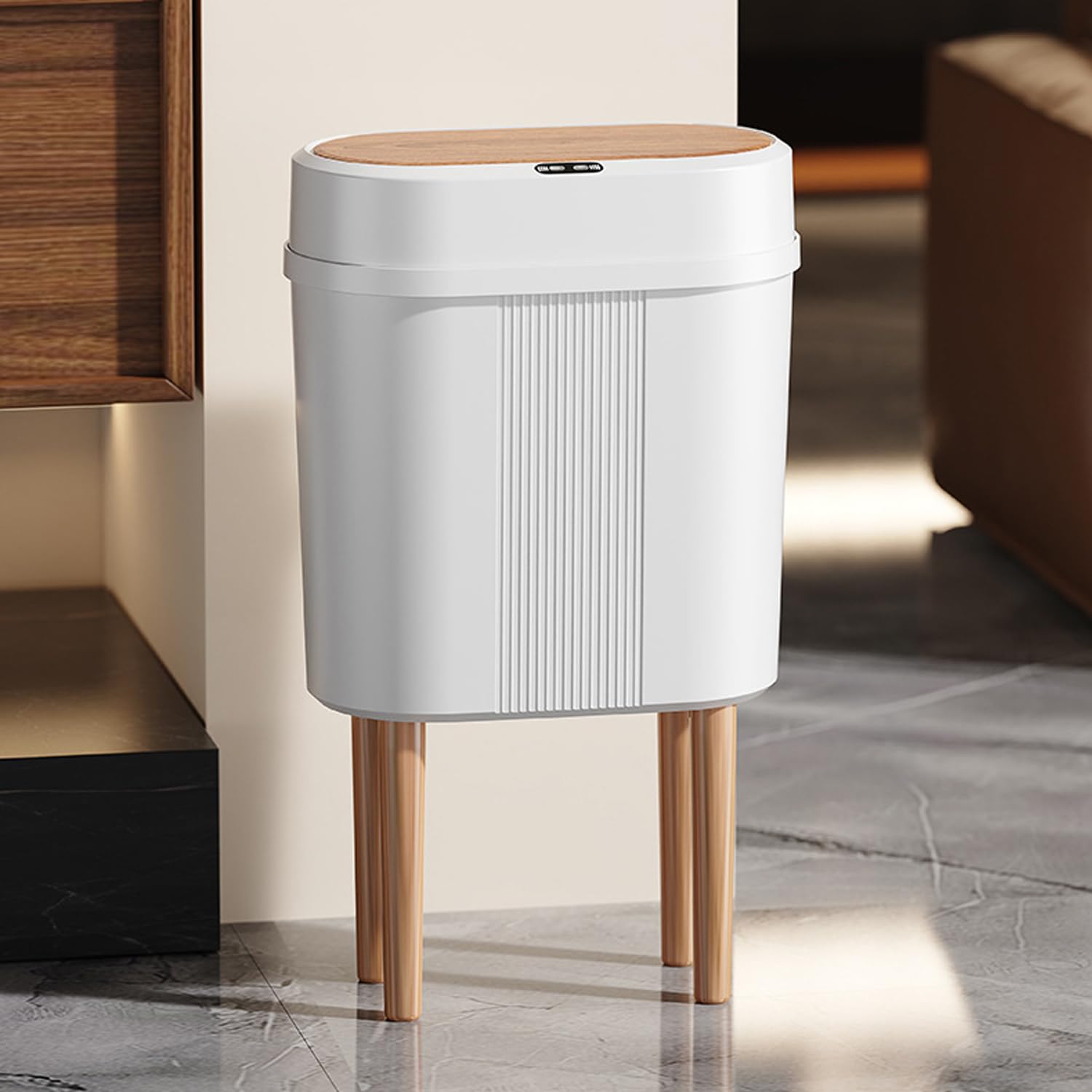 12L Slim Modern Dustbin with Lid & 4-Leg Stand  Space-Saving Waste Bin