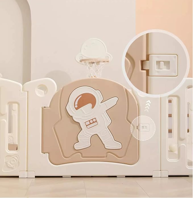 Baby Playpen Foldable & Sturdy Play Yard 30 Square Feet (16 Panel, Astronaut)