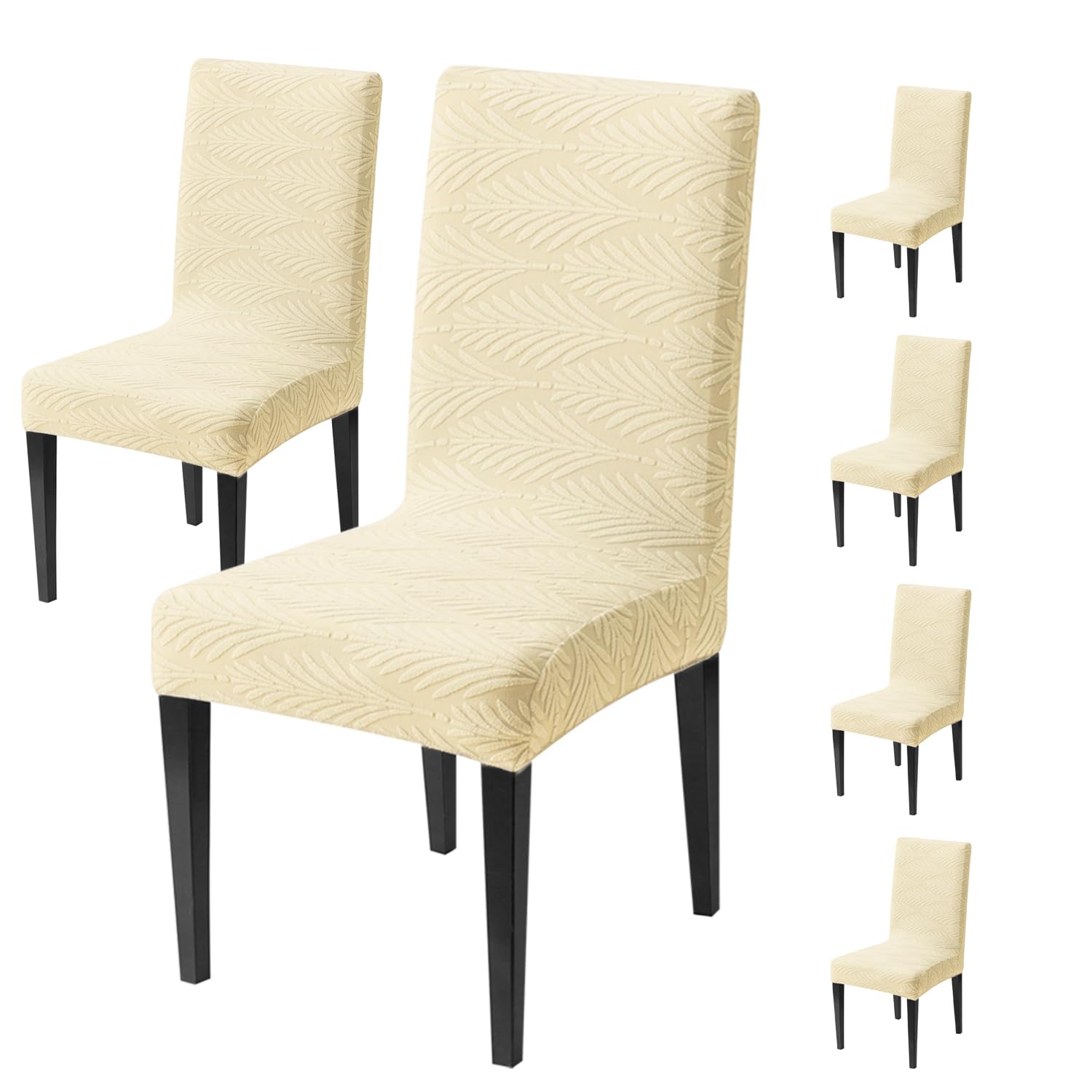 Universal Fit Modern Stretch Chair Cover – 220 GSM Jacquard Fabric (Beige)