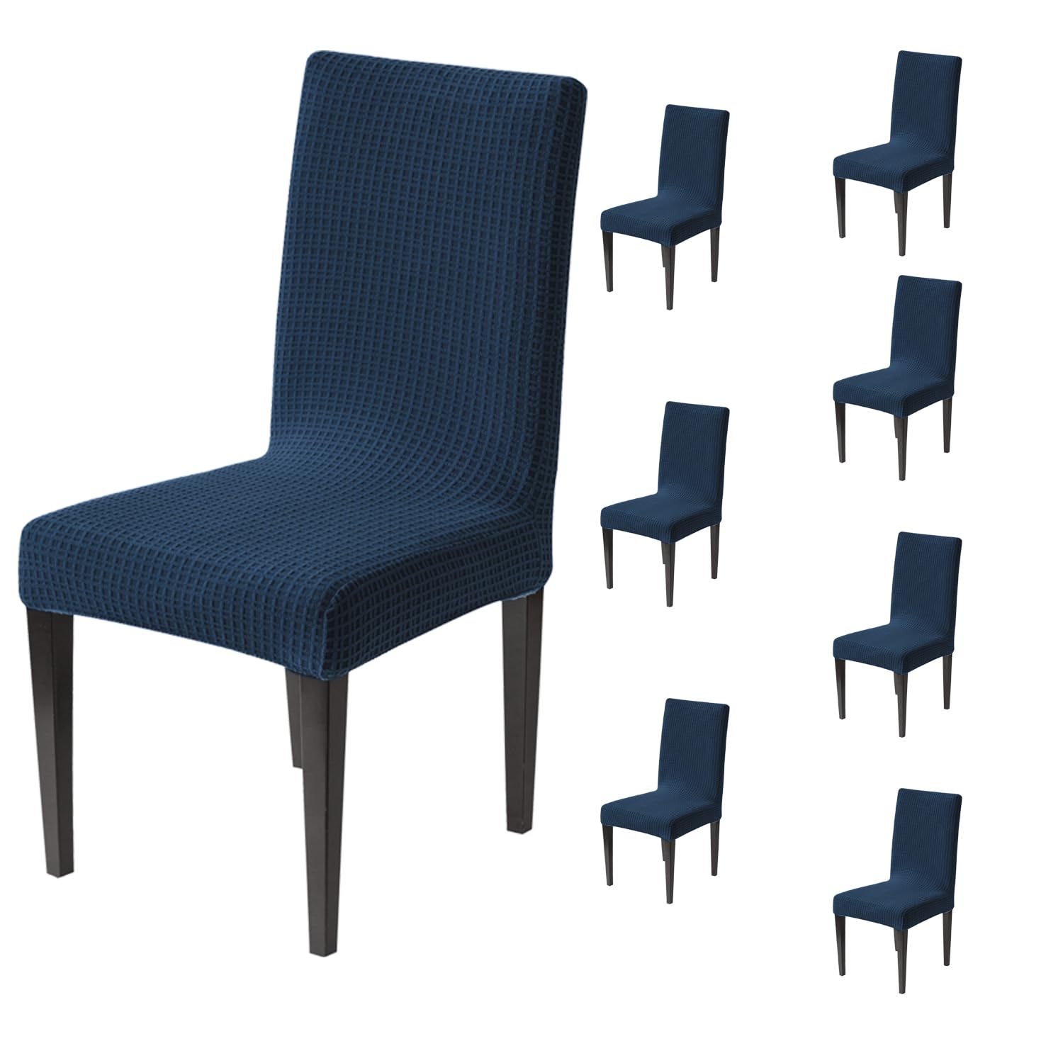 Decorative Dining Chair Cover 220 GSM Stretch Jacquard Fabric (Navy)