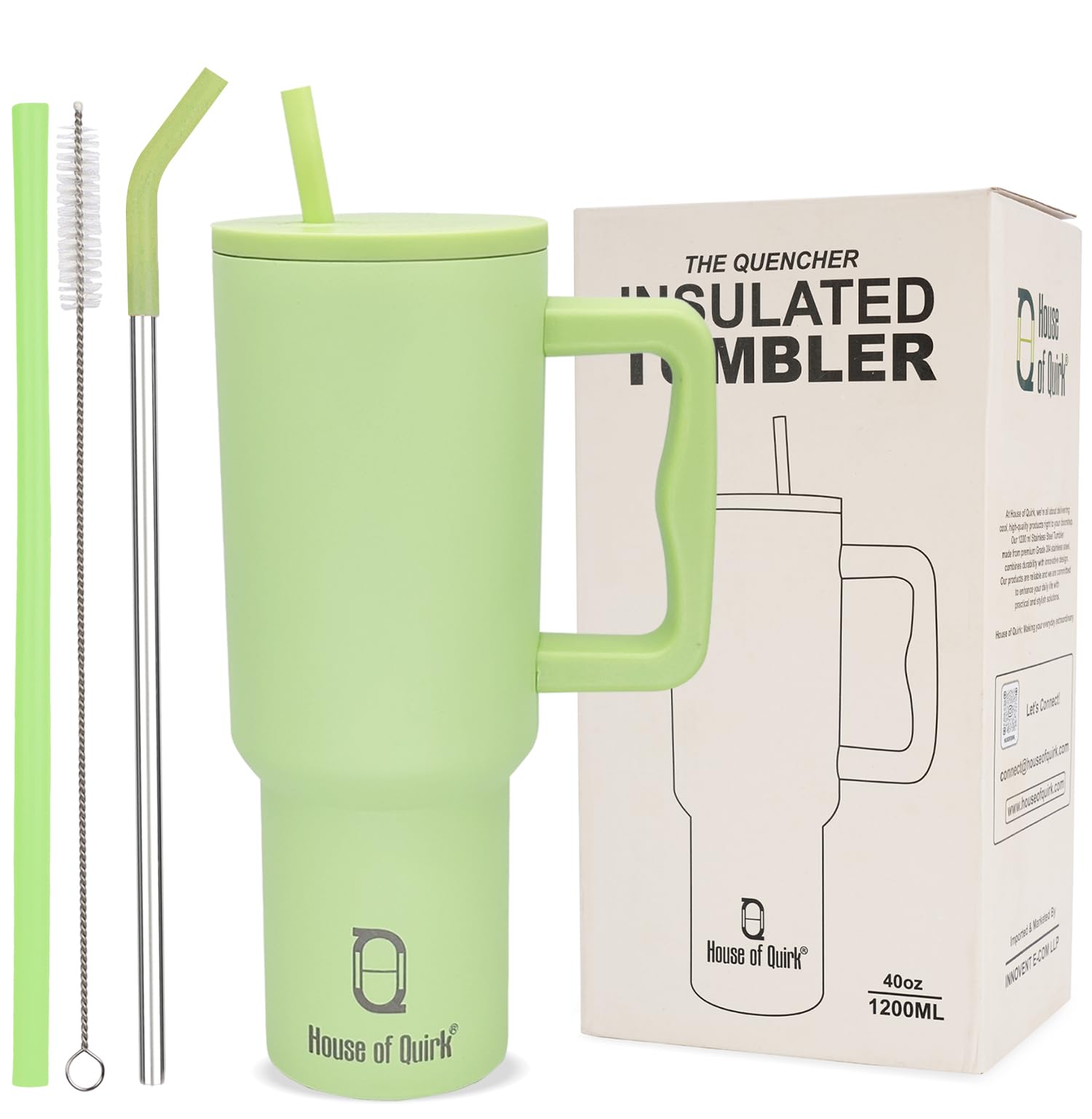 Stainless Steel Vacuum Insulated Tumbler with Straw and Lid & Handle - (1200 ML)