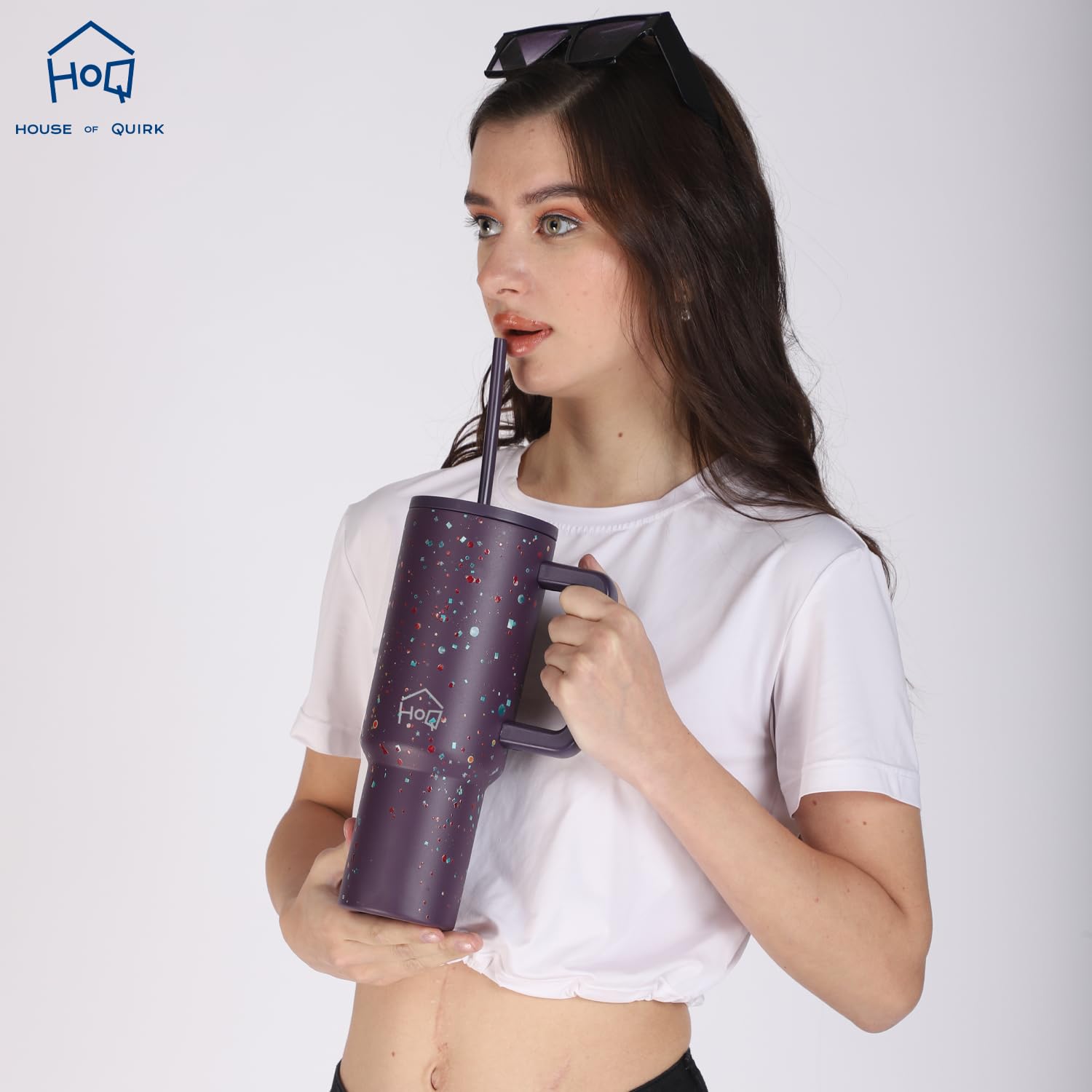 Stainless Steel Vacuum Tumbler with Straw and Lid & Handle - (1200 ML)
