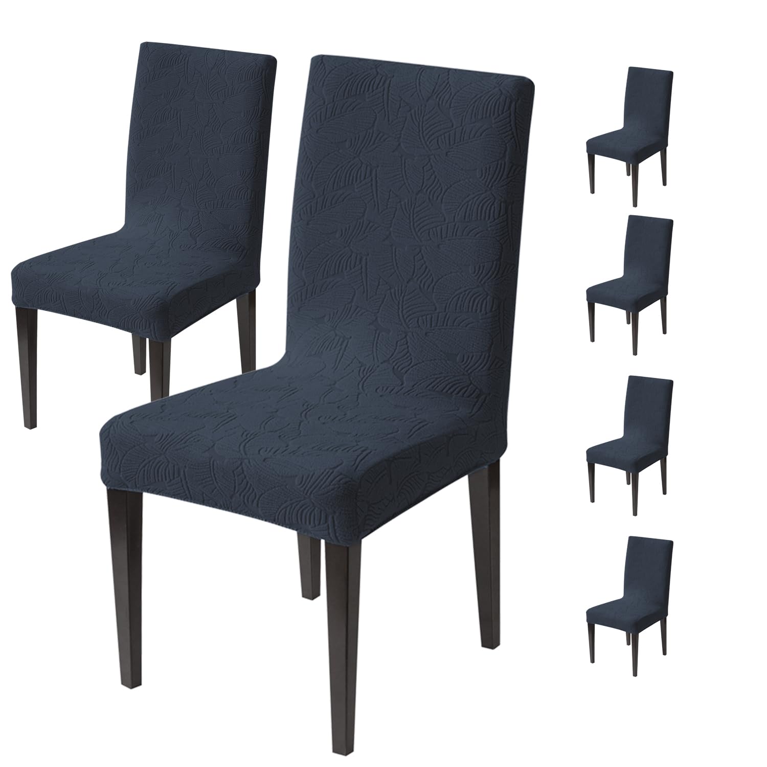 Stretchable Jacquard Dining Chair Cover – Universal Fit, 220 GSM-Navy
