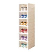 6-Layer Foldable & Stackable Shoe Cabinet with Transparent Front Door (Transparent)