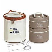304 Stainless Steel Bento Lunch Box – 2 Stackable, Insulated, Microwave Safe, Portable (Brown)