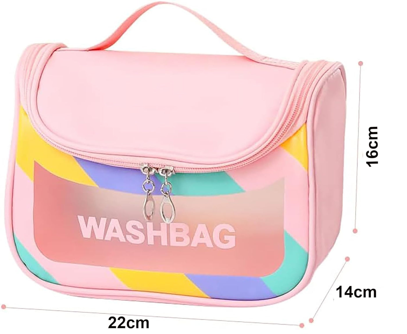 Travel Toiletry Bag for Women, Waterproof Cosmetic Wash Bag with Handy Handle - Pink