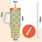 1200ML Stainless Steel Tumbler with Handle & Pop-Up Lid (Printed)