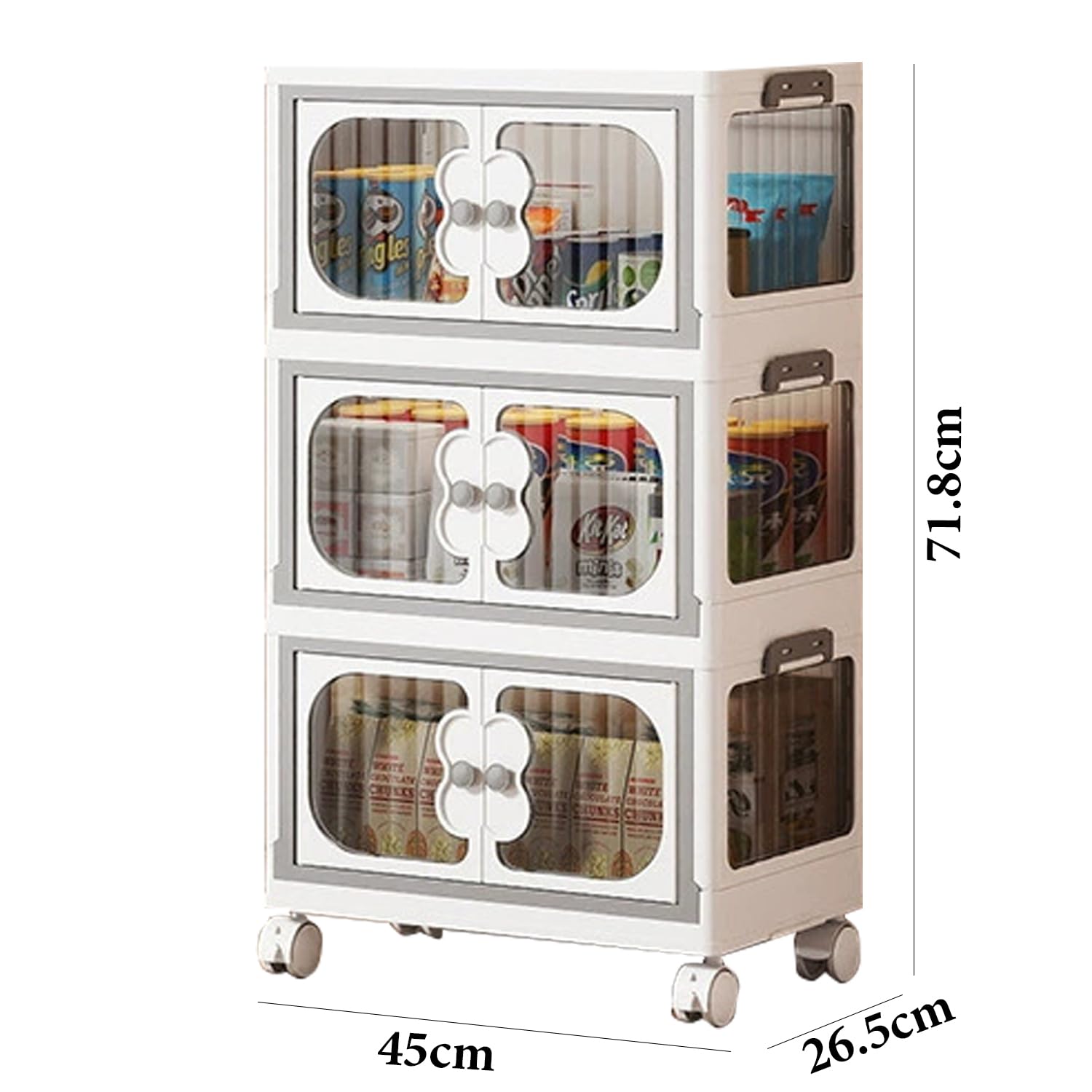 Layer Storage Box Wardrobe with Wheels (45cm, White)