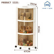 Foldable Triangular Storage Cabinet with Wheels (Cream)