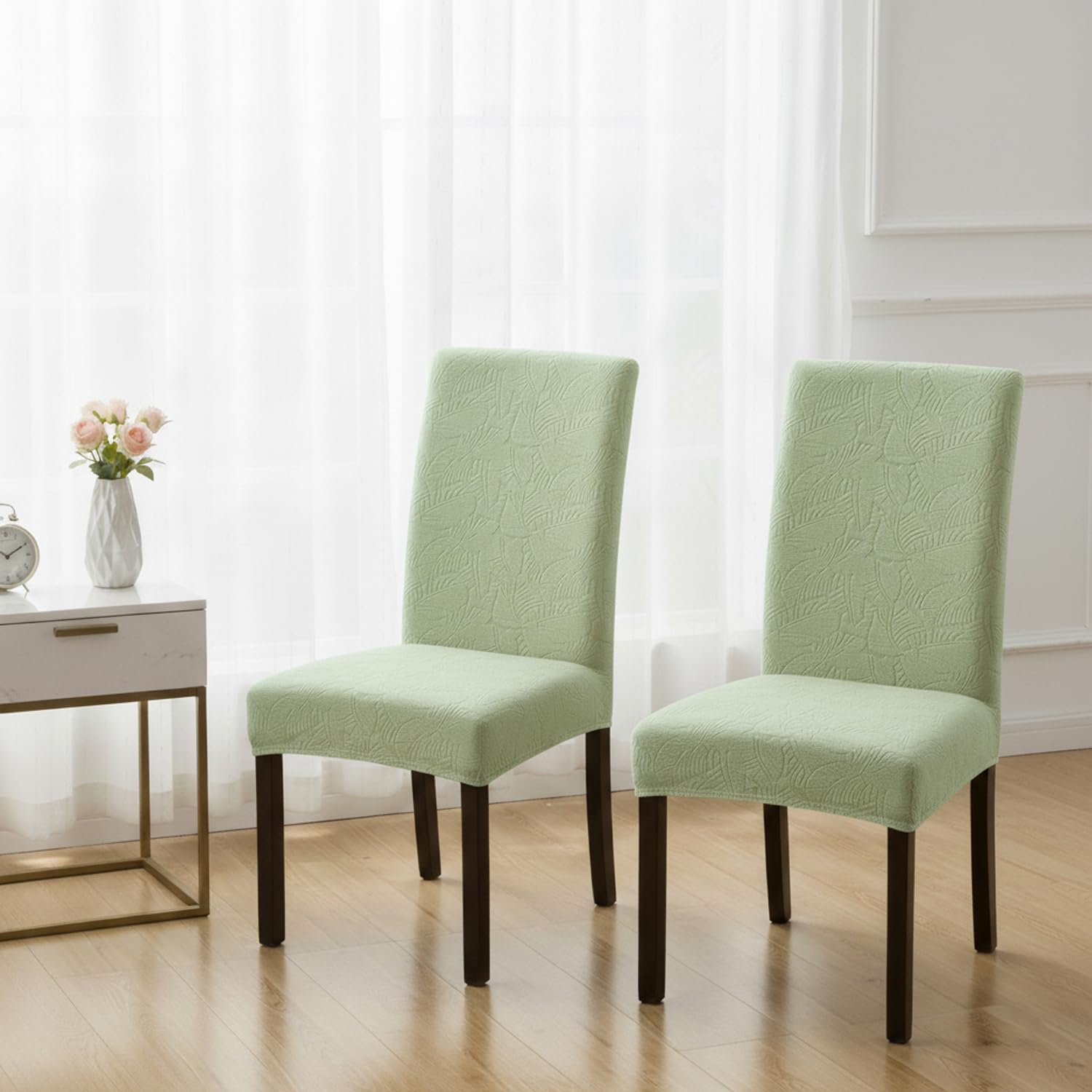Stretchable Jacquard Dining Chair Cover – Universal Fit, 220 GSM-Green