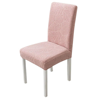 Jacquard Leaf Chair Cover-Pink