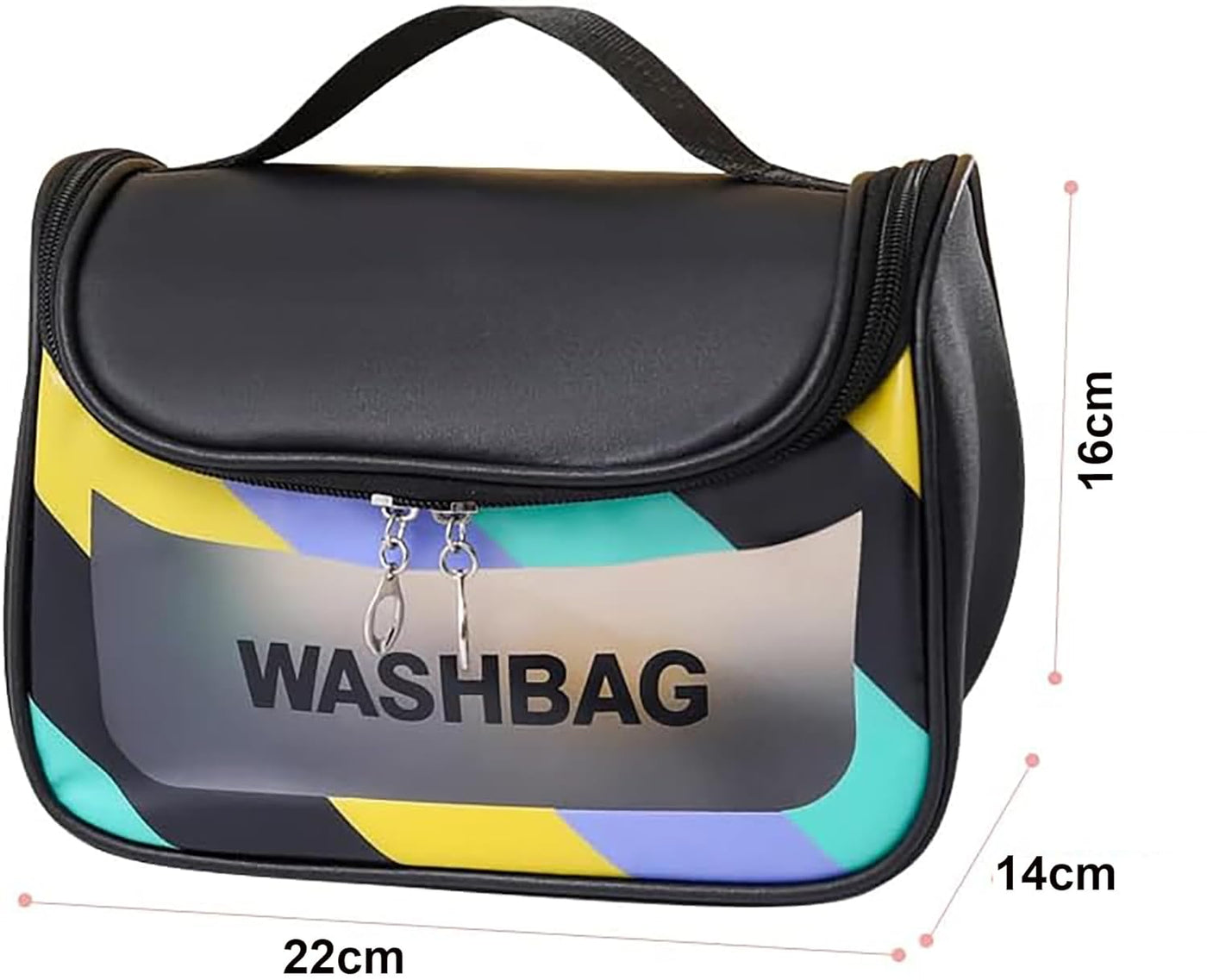 Travel Toiletry Bag for Women, Waterproof Cosmetic Wash Bag with Handy Handle - Black