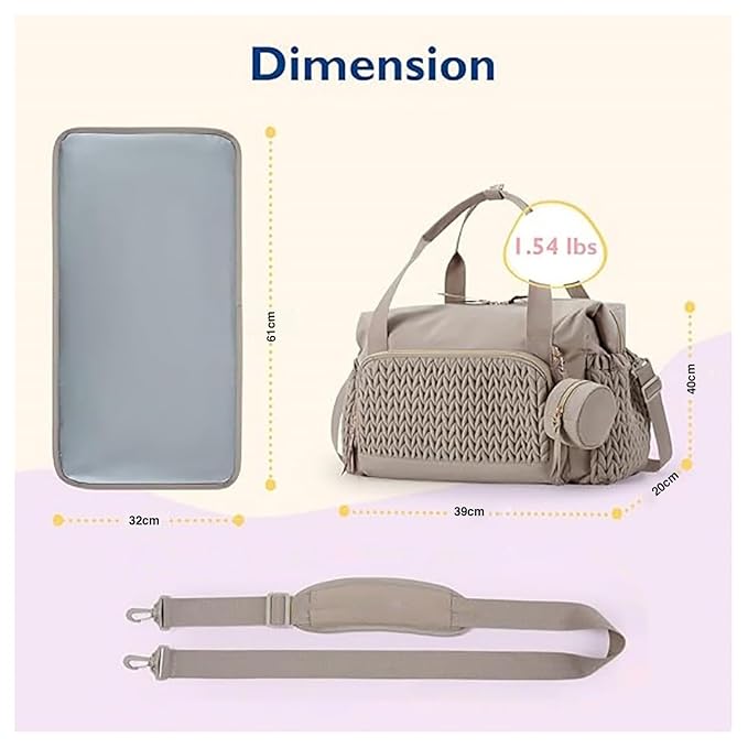 Large Capacity Diaper Bag Tote Handbag with Pacifier Case – Stylish Travel Nappy Bag for Mom & Dad