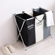 3 Section Laundry Basket with Oxford Bags - Multicolor
