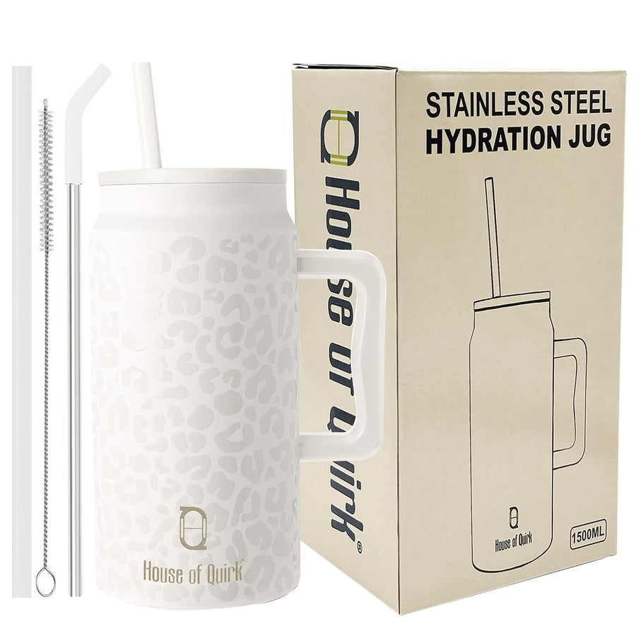 1500ML Mug Tumbler with Handle and Straw Lid (Printed)