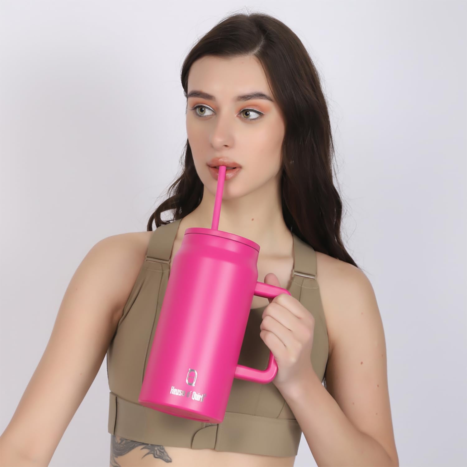 1500ML Mug Tumbler with Handle and Straw Lid