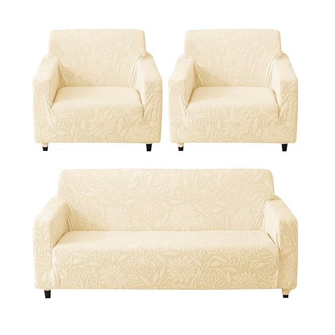 Universal Jacquard Waterproof Camellia Thickened Fabric Sofa Cover (Beige)