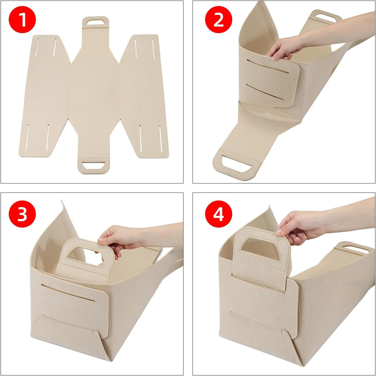 Storage Basket Felt Storage Bin Organizer with Carry Handles (Pack of 3)