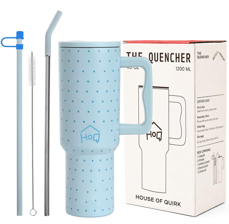 Stylish Stainless Steel Tumbler with Lid, Handle & Straws - (1200 ML)