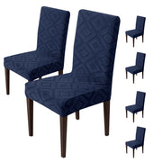 Stretchy Universal Jacquard Fabric Diamond Texture 220 GSM Chair Cover-Navy