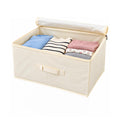 Linen Storage Box with Zipper - Off-White