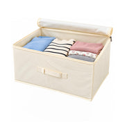 Linen Storage Box with Zipper - Off-White