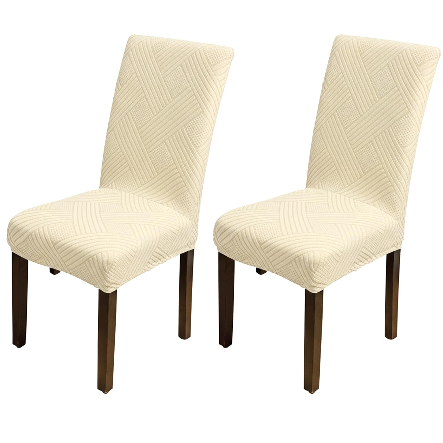 Universal Fit Elegant Jacquard Chair Cover – 220 GSM Stretch Fabric (Beige)