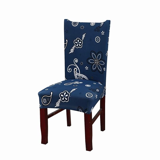 Polyester Elastic Stretch Removable Washable (Dark Blue Paisley)