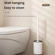 Toilet Brush with Aluminum Handle & Holder Plastic Bristles Wall Mounted