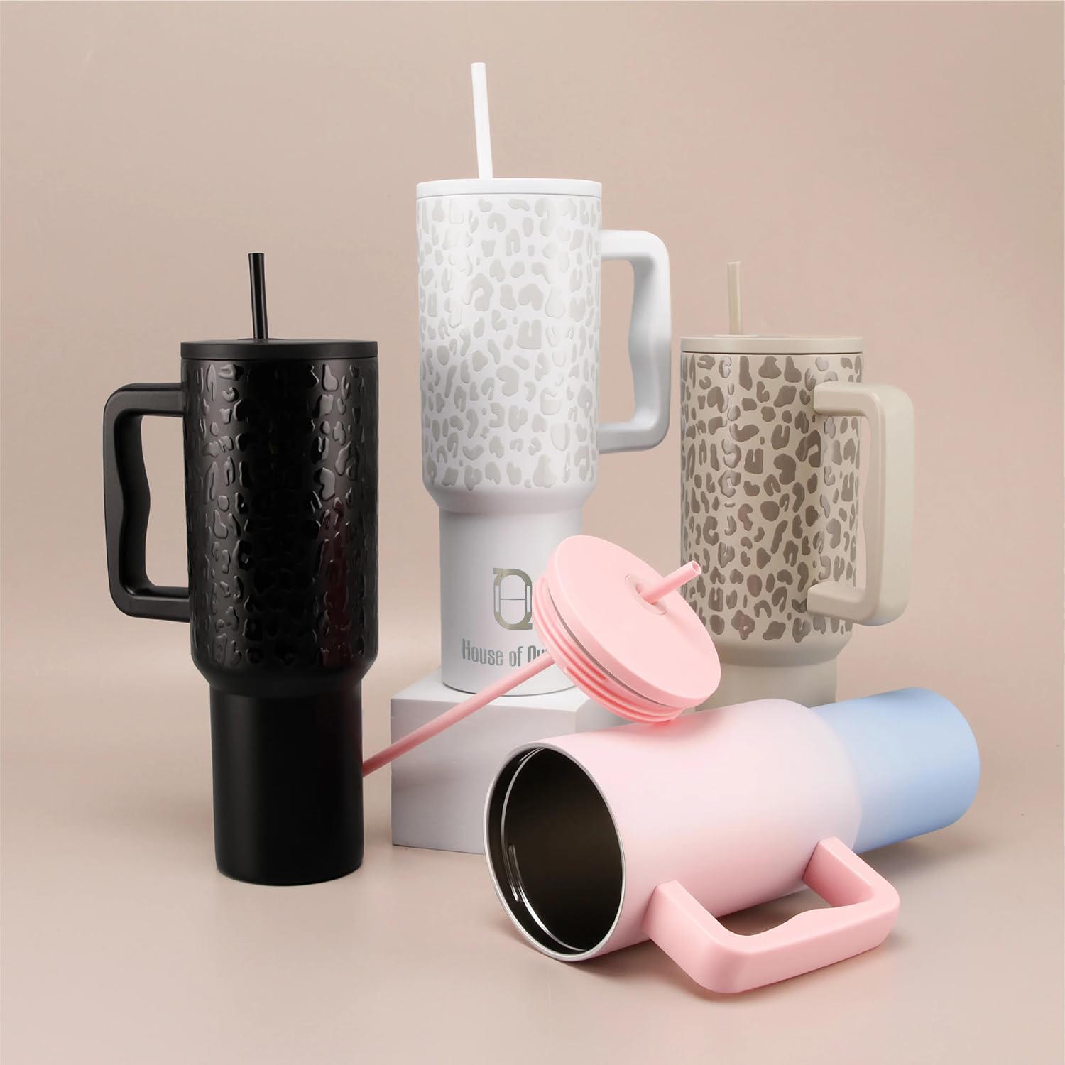 Stainless Steel Vacuum Insulated Tumbler with Straw and Lid & Handle - (1200 ML)